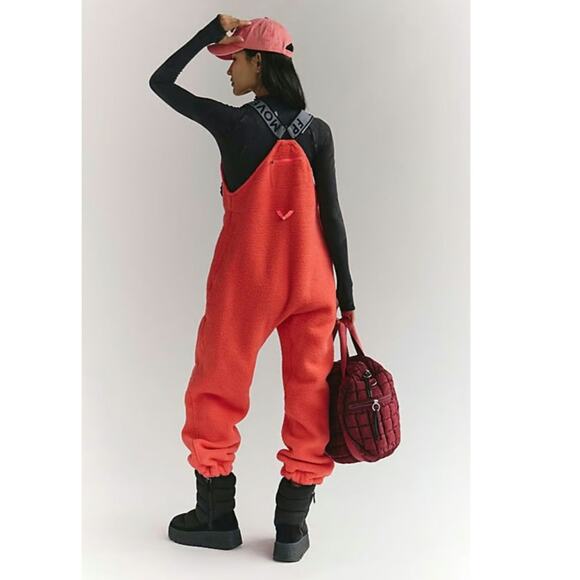 New Free People MOVEMENT Hit The Slopes Salopette SKI OVERALLS $178 SMALL Pink - Picture 3 of 4